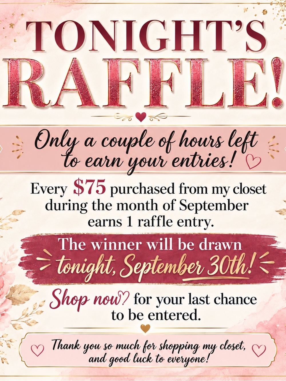 Pink Tonight's Raffle Promotional Sign - Home Party Supplies